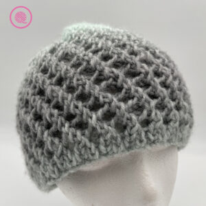 breezy eyelet hat is double knit in the round