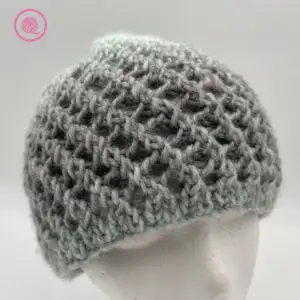 breezy eyelet hat is double knit in the round
