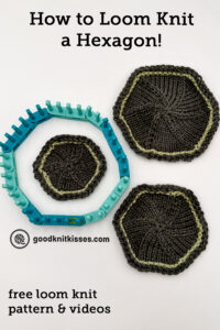 loom knit a hexagon pin image of 3 sizes with flexee loom