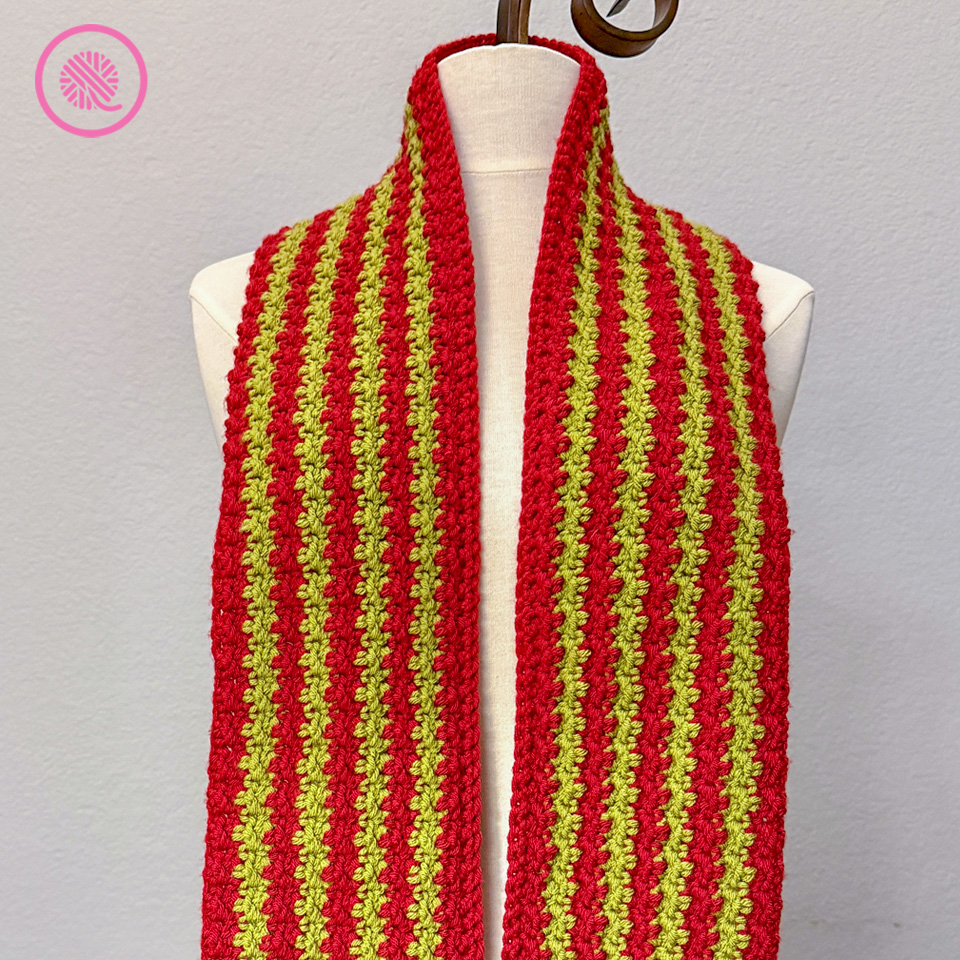 PDF: Crochet Holiday Pinstripe Scarf